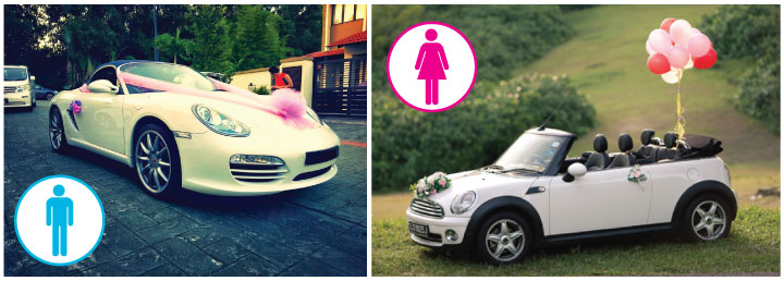 men and women wedding car in Singapore.